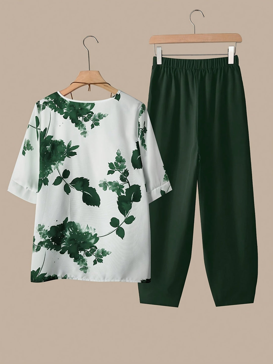 Fynley | Bedrucktes 2-teiliges Set mit Bluse und bequoser Hose