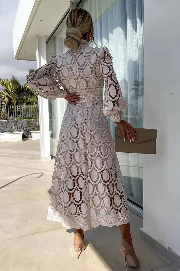 Jalvique | Midi-Party-Kleid mit Spitzenärmeln