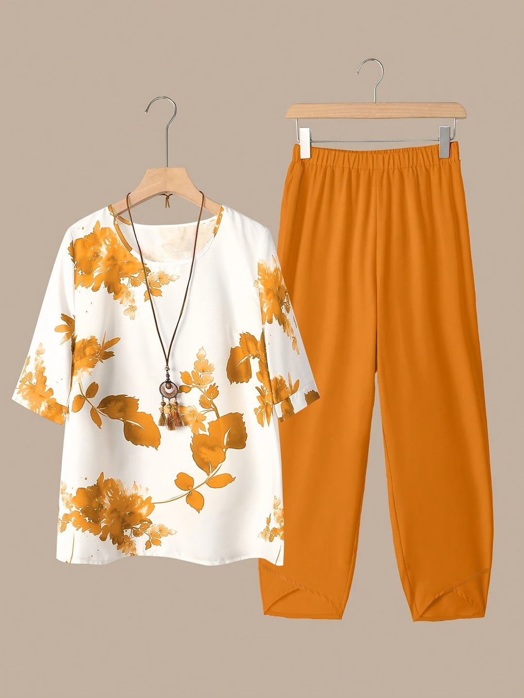 Fynley | Bedrucktes 2-teiliges Set mit Bluse und bequoser Hose