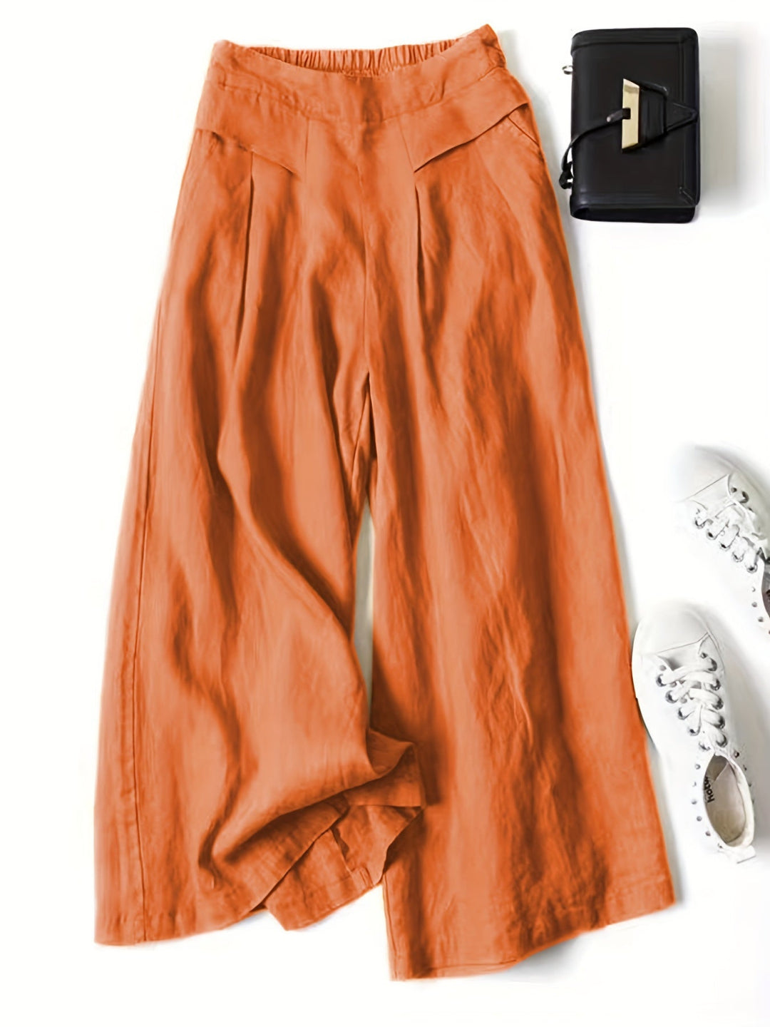 Brisae | Vintage-Stil Leinen-Hosen mit weitem Bein
