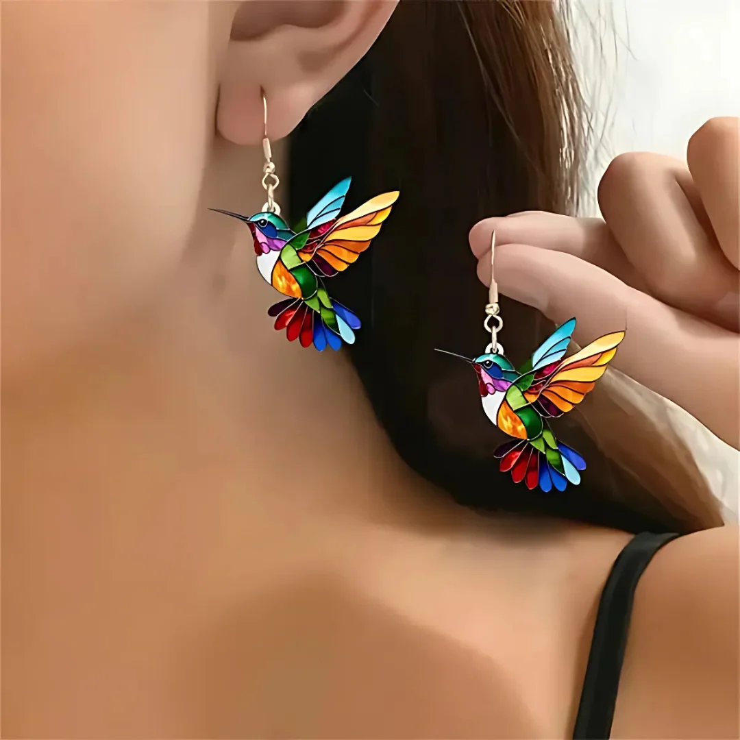 Vaila | Kolibri Regenbogen Halskette + Passende Ohrringe als Geschenk