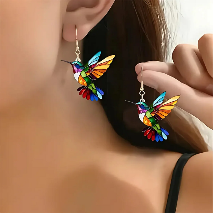 Vaila | Kolibri Regenbogen Halskette + Passende Ohrringe als Geschenk