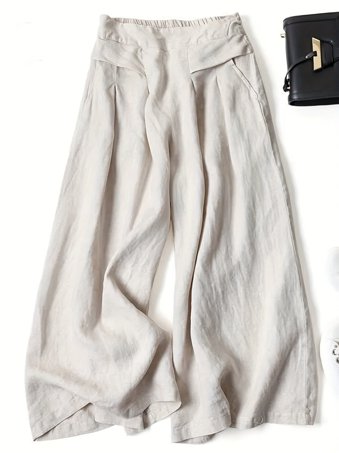 Brisae | Vintage-Stil Leinen-Hosen mit weitem Bein