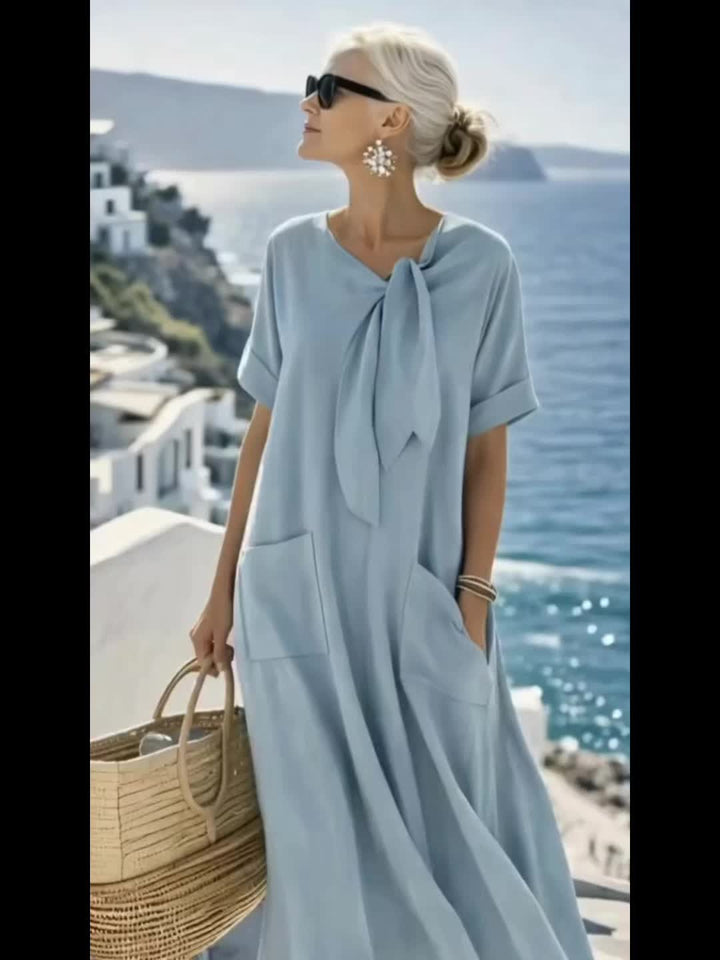 Naya | Elegantes, langes Kleid in einfarbigem, fließendem Stil