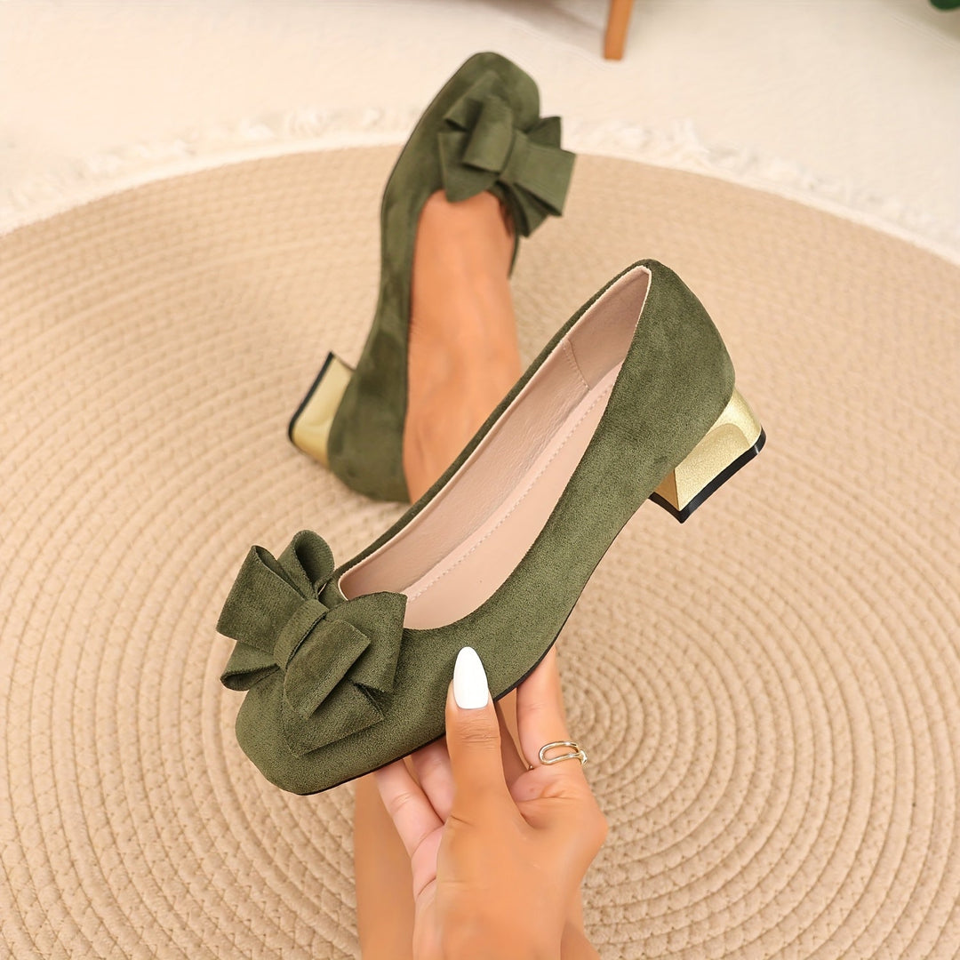 Daviella | Damenschuh mit modischer Schleife auf elegantem Blockabsatz