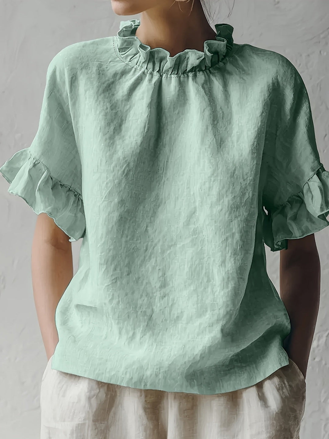 Yuna | Einfarbige Casual-Bluse mit Eleganter Kragen