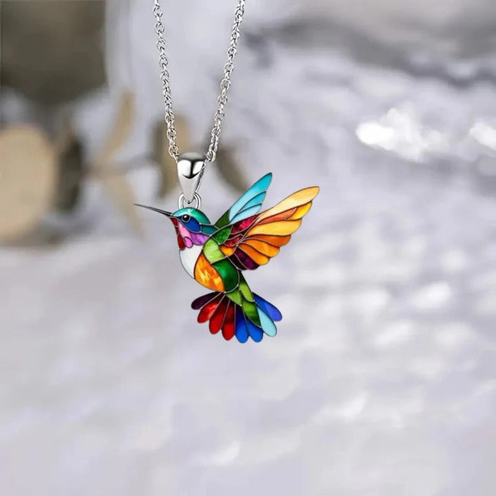 Vaila | Kolibri Regenbogen Halskette + Passende Ohrringe als Geschenk