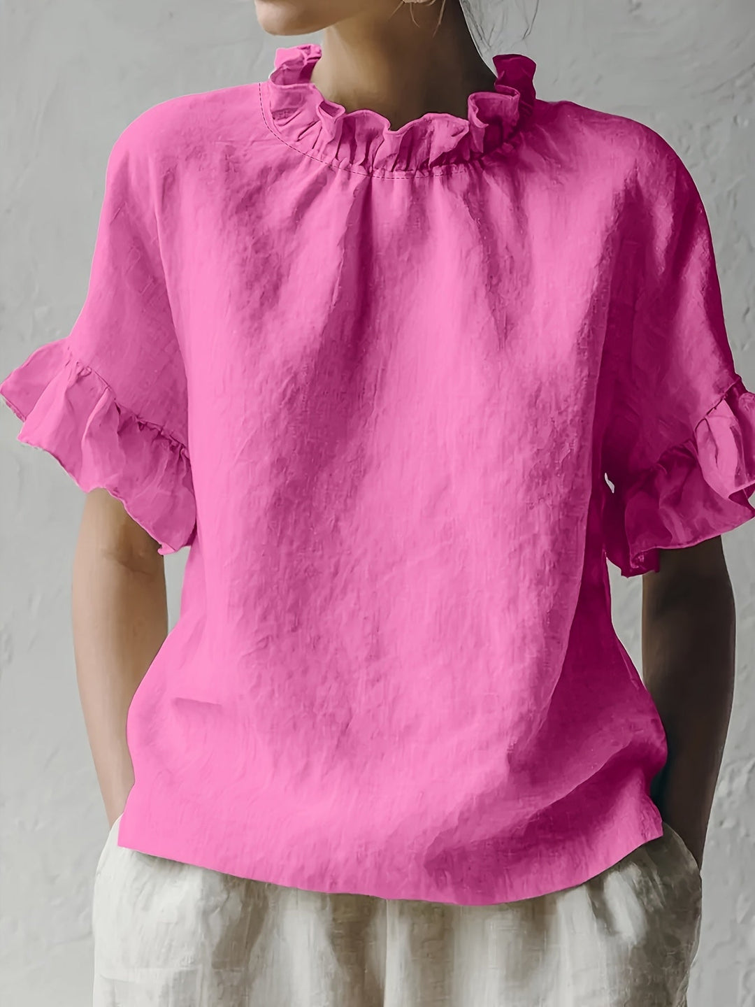 Yuna | Einfarbige Casual-Bluse mit Eleganter Kragen