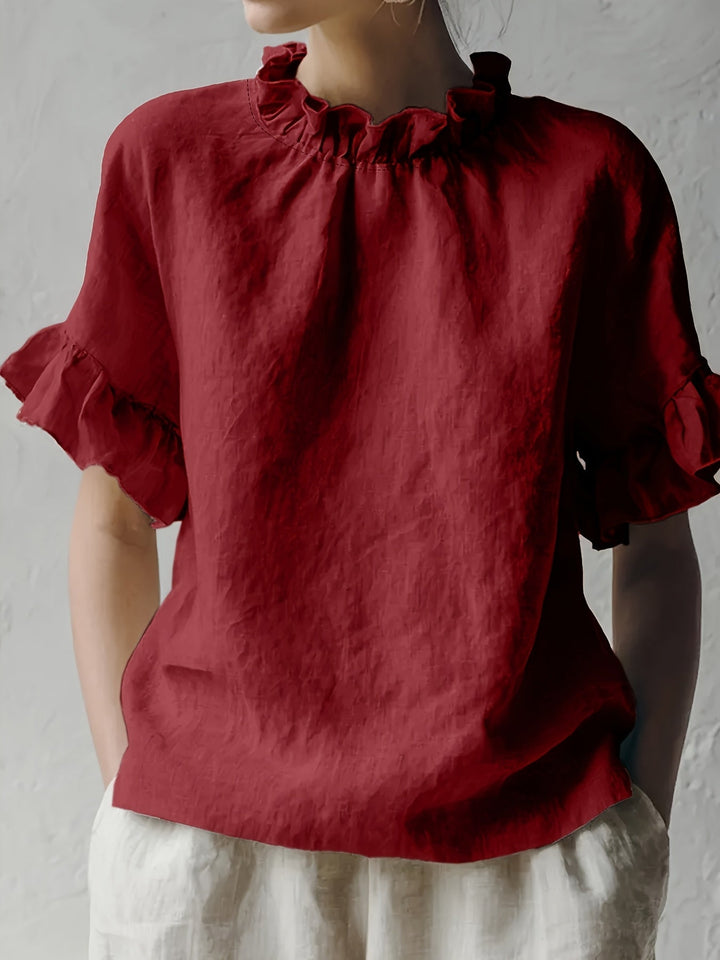 Yuna | Einfarbige Casual-Bluse mit Eleganter Kragen