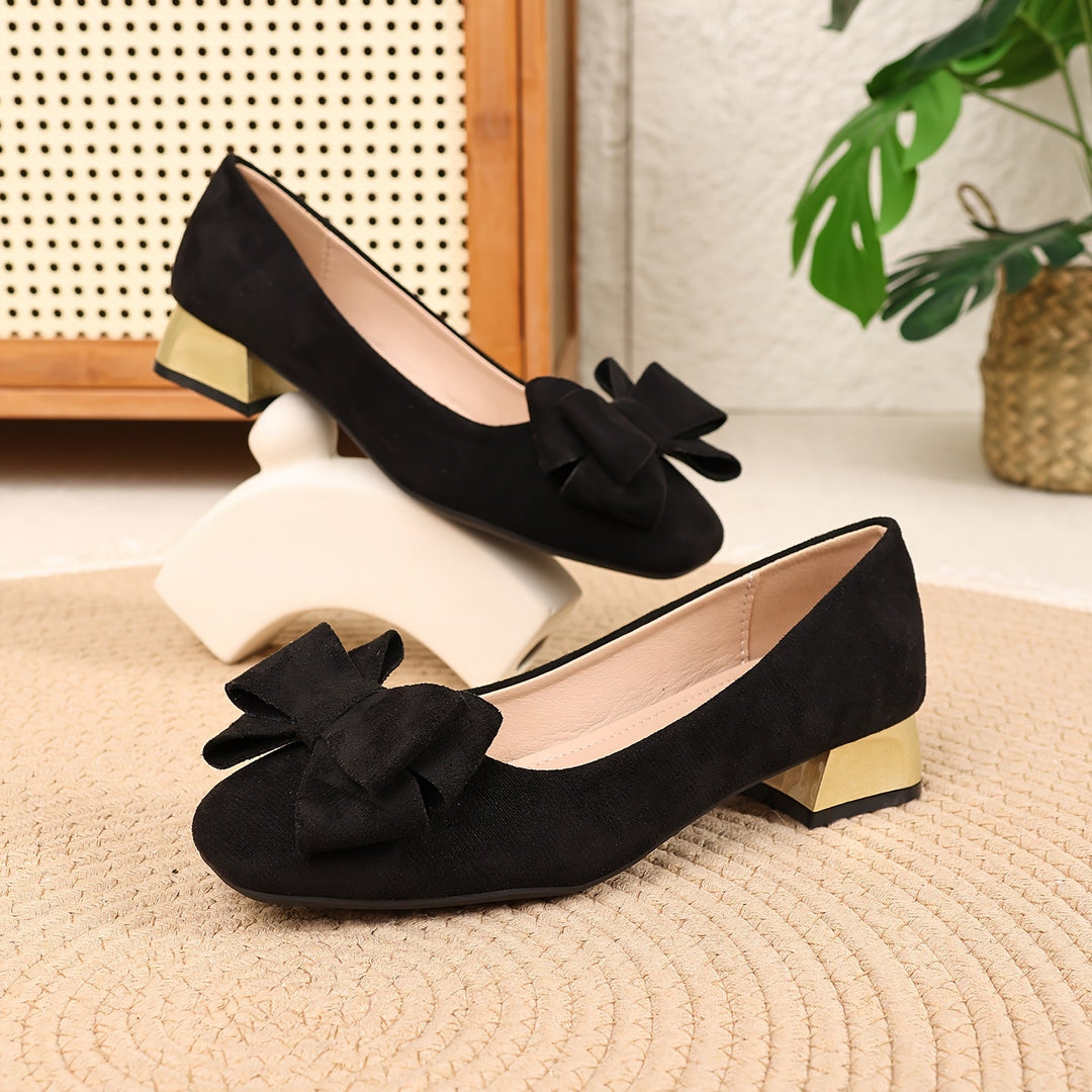 Daviella | Damenschuh mit modischer Schleife auf elegantem Blockabsatz