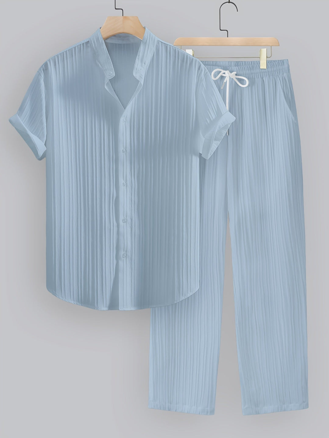 Kavaroq | Sommeranzug für Herren mit Mao-Kragenhemd und Hose mit Kordelzug