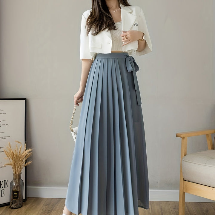 Caexine | Weitbeinige Hose mit Falten und Eleganter Schnitt