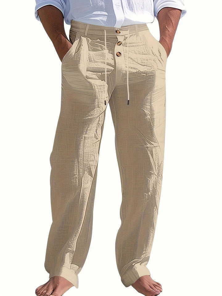 Embric | Herren Leinenhose mit verstellbarem Bund und lockerem Schnitt