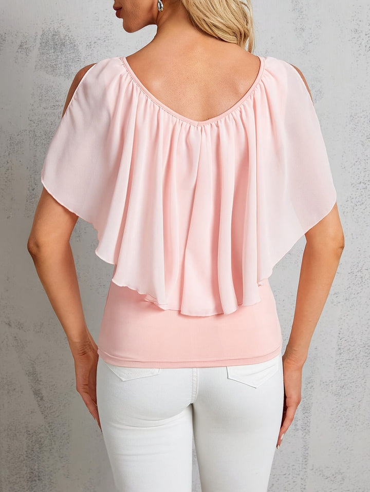 Adele | Elegante Bluse mit schulterfreien Plissee-Details