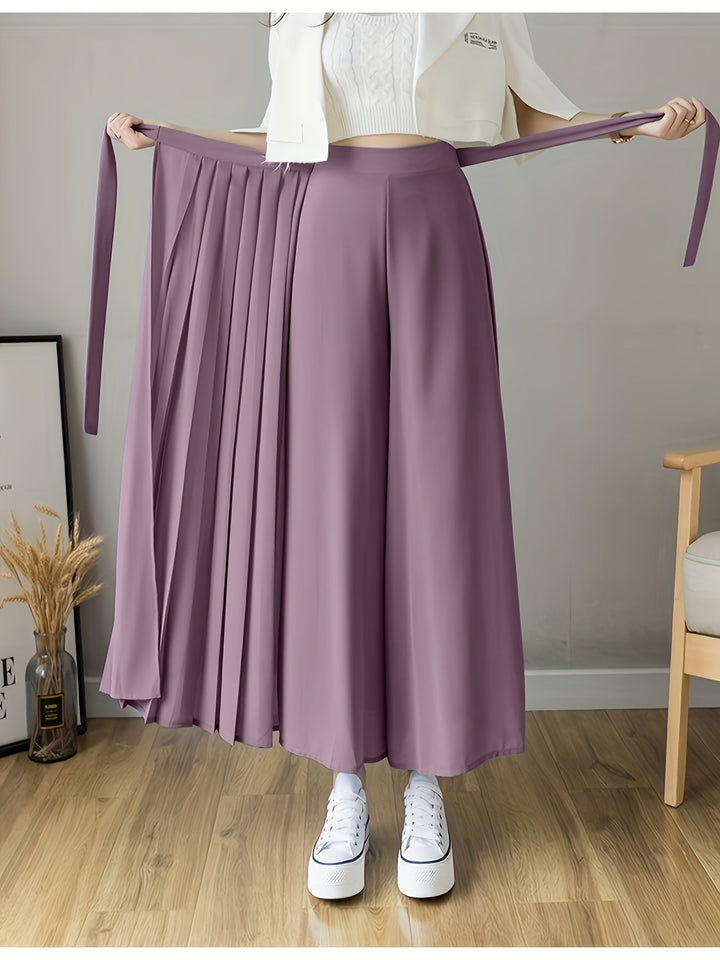 Caexine | Weitbeinige Hose mit Falten und Eleganter Schnitt