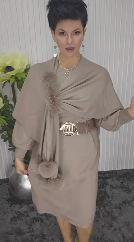 Danira | Langärmliges Kleid für Frauen mit weichem dekorativem Schal