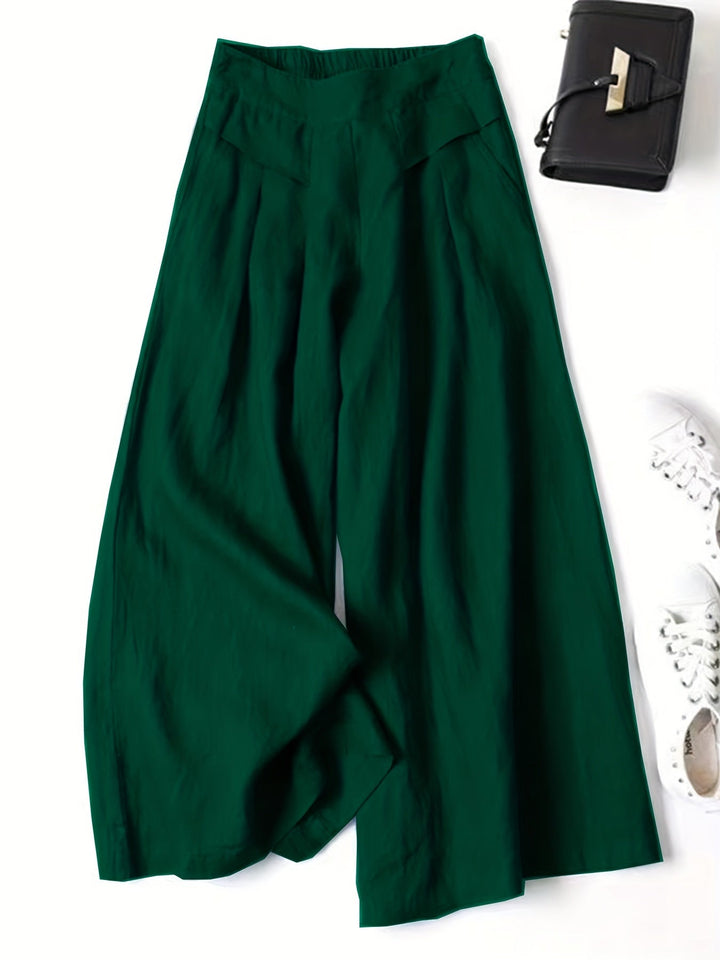 Brisae | Vintage-Stil Leinen-Hosen mit weitem Bein