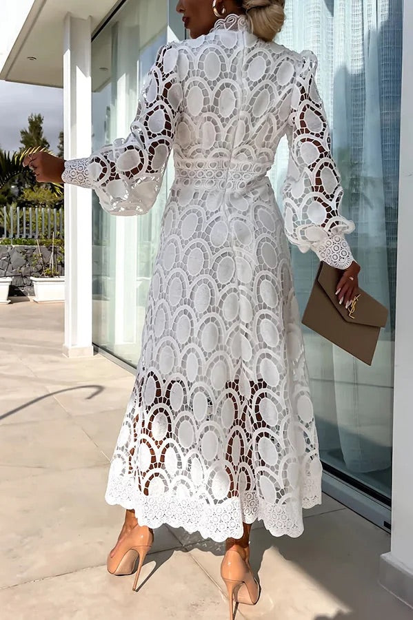 Jalvique | Midi-Party-Kleid mit Spitzenärmeln