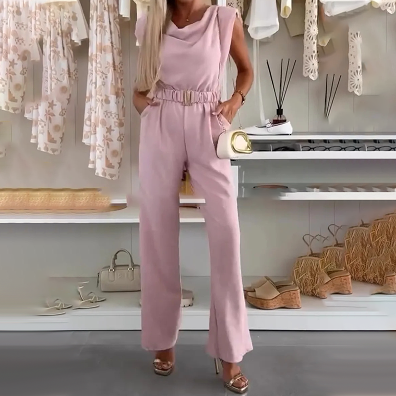 Kaia | Ärmelloses Jumpsuit mit drapiertem Ausschnitt und Taschen