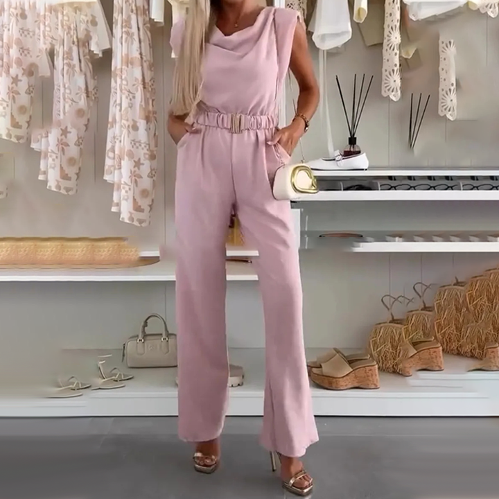 Kaia | Ärmelloses Jumpsuit mit drapiertem Ausschnitt und Taschen