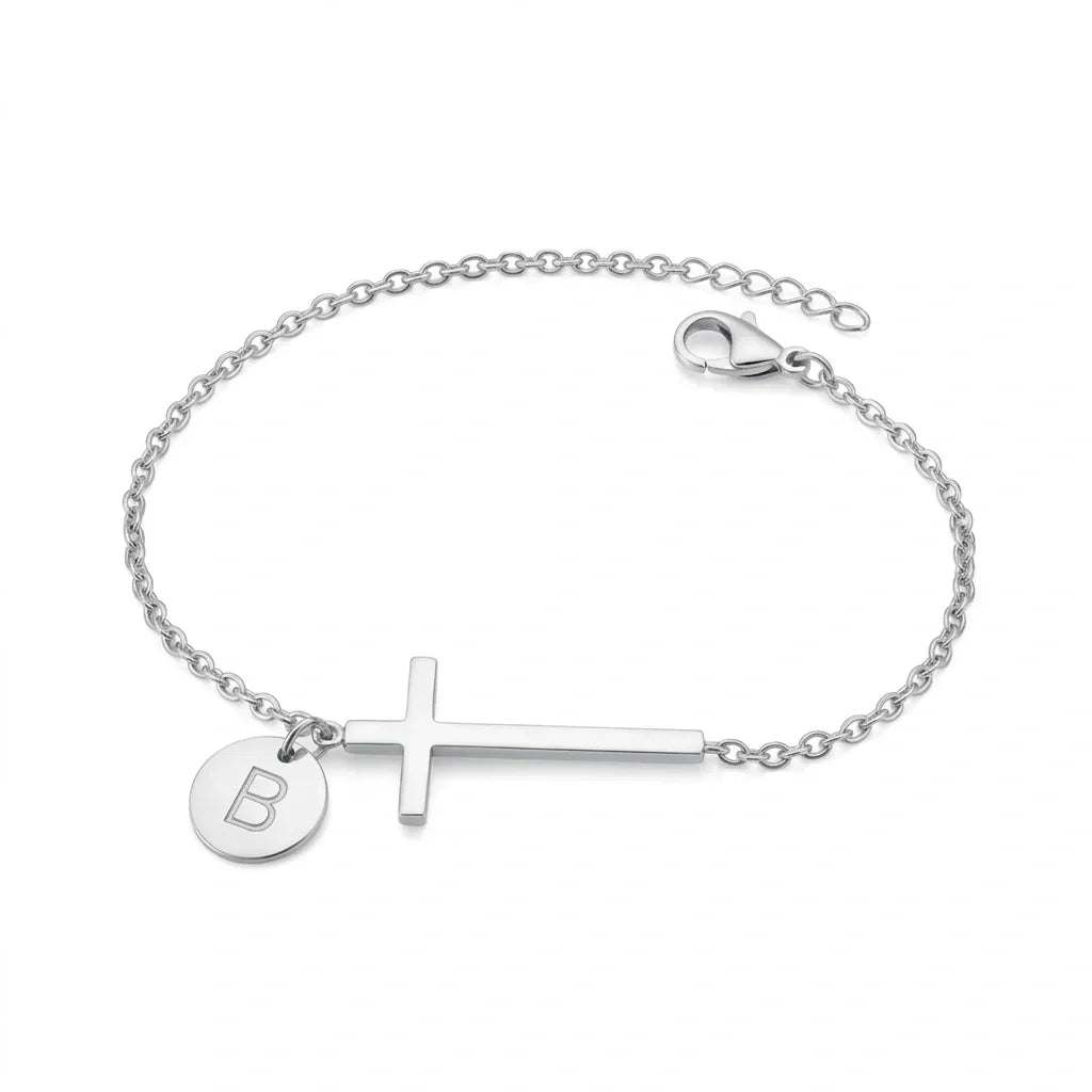 Elodryn | Personalisiertes Kreuz und Initialien Armband