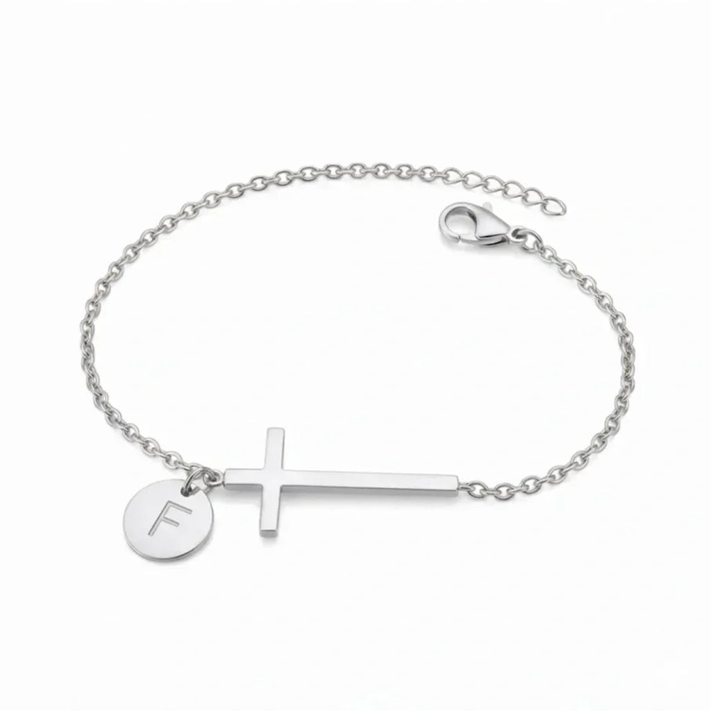 Elodryn | Personalisiertes Kreuz und Initialien Armband