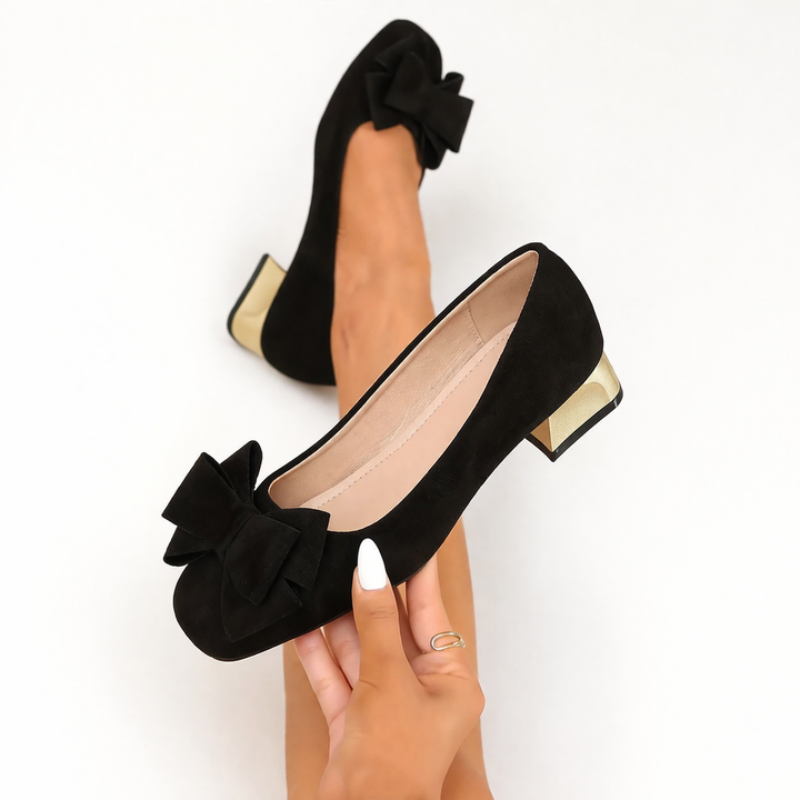 Daviella | Damenschuh mit modischer Schleife auf elegantem Blockabsatz