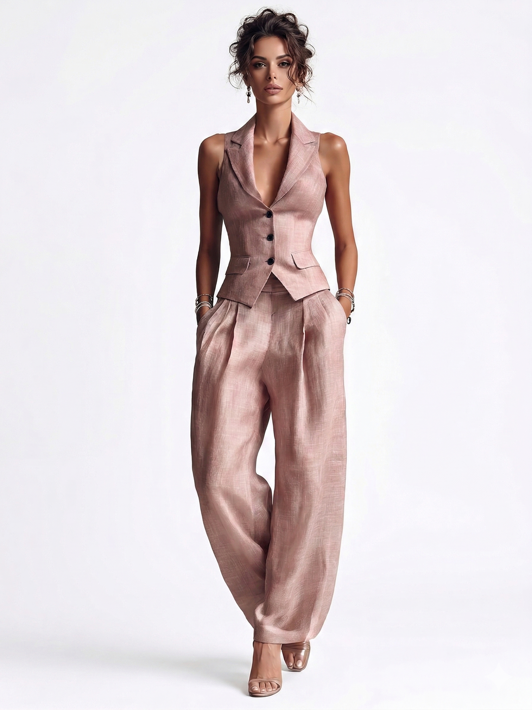 Romira | Set aus rosa Weste und Hose