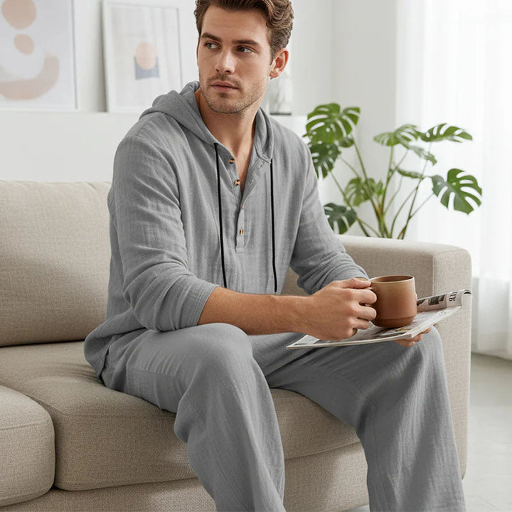 Indirae | Herren 2-teiliges Set: lockerer Kapuzenpullover und Hose