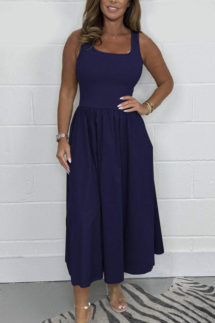 Jorellaia | Ärmelloses A-Linien-Kleid für Frauen mit elegantem quadratischem Ausschnitt