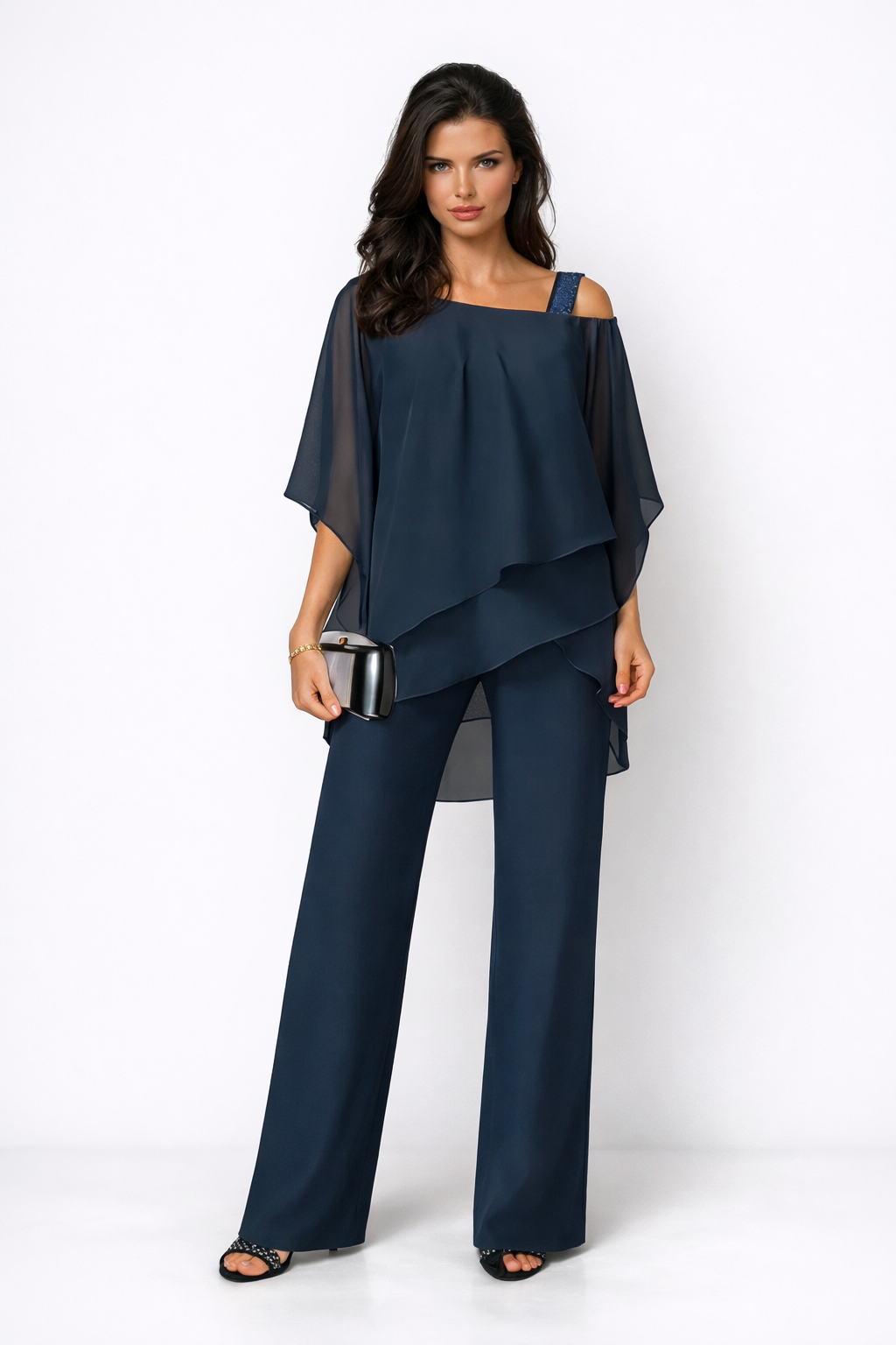 Orosette | Modernes Set mit asymmetrischem Oberteil und weitem Hosen