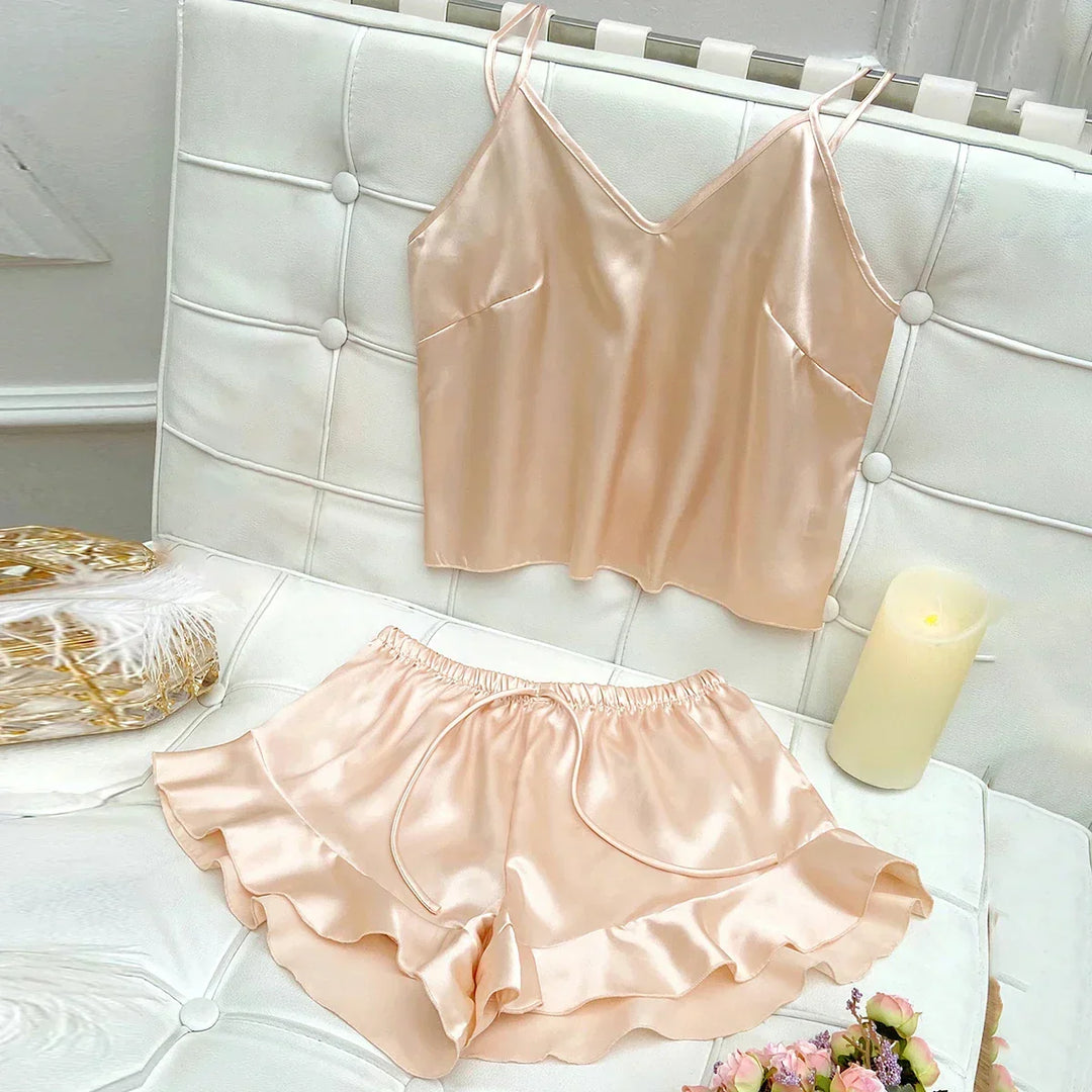 Jessa | Komplettes Pyjama-Set mit Satin-Top und Shorts