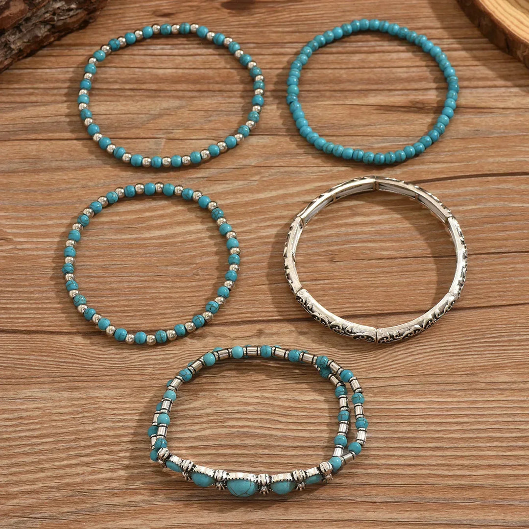 Selavienne | Bohemian-Armbänder mit grünen und türkisfarbenen Perlen