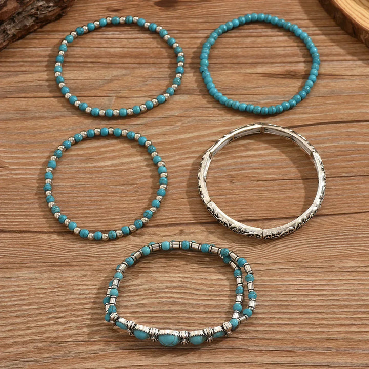 Selavienne | Bohemian-Armbänder mit grünen und türkisfarbenen Perlen