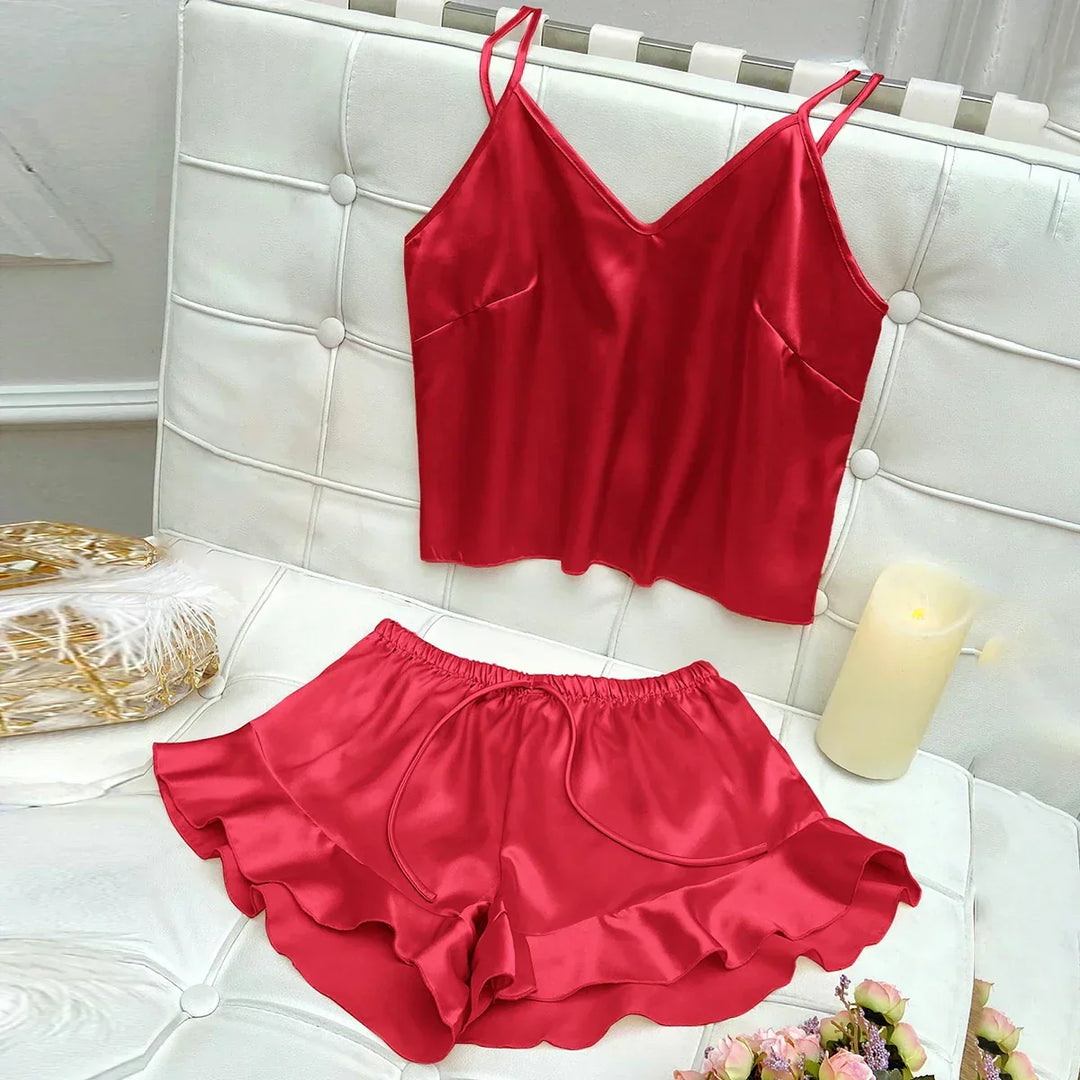 Jessa | Komplettes Pyjama-Set mit Satin-Top und Shorts
