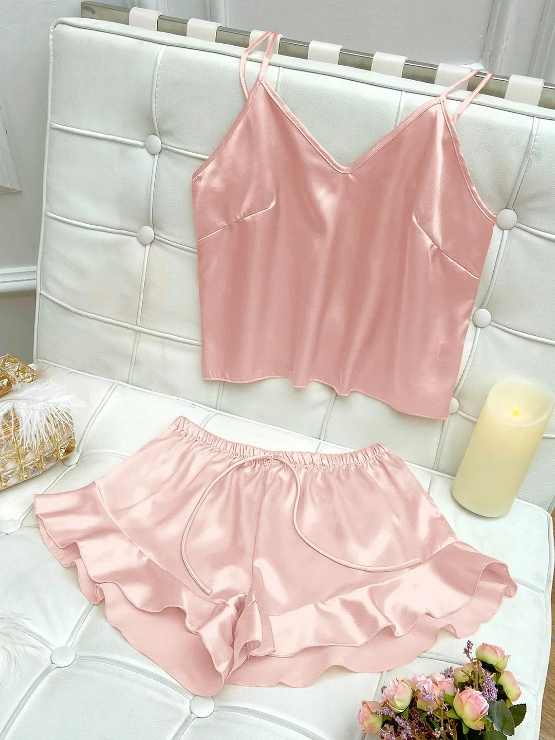 Jessa | Komplettes Pyjama-Set mit Satin-Top und Shorts