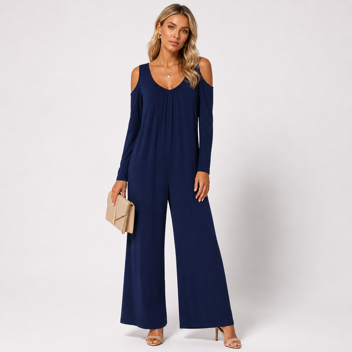 Tansira | Eleganter Jumpsuit mit Off-Shoulder und Inklusive Ohrringe