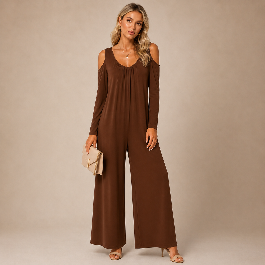 Tansira | Eleganter Jumpsuit mit Off-Shoulder und Inklusive Ohrringe