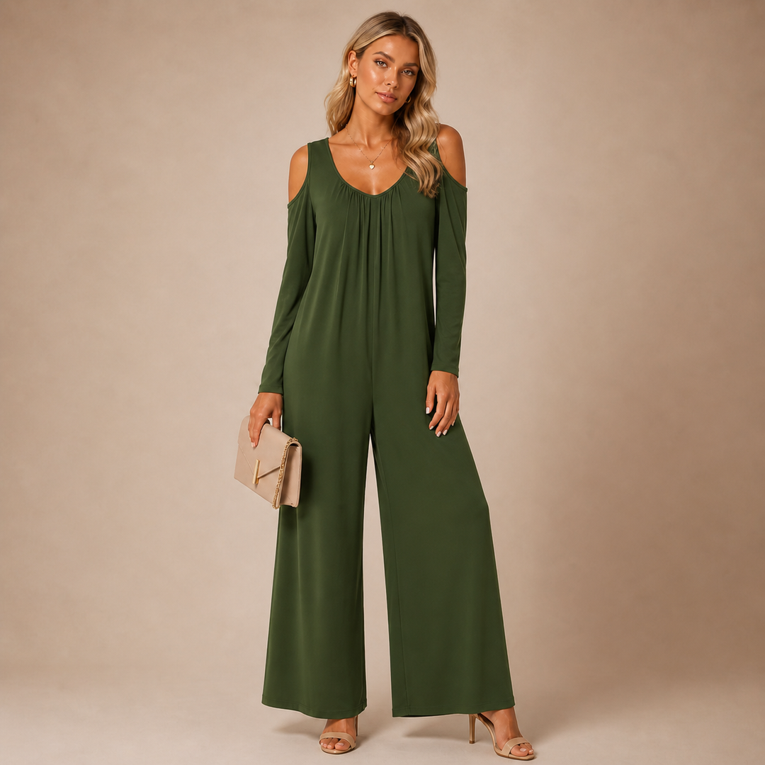 Tansira | Eleganter Jumpsuit mit Off-Shoulder und Inklusive Ohrringe