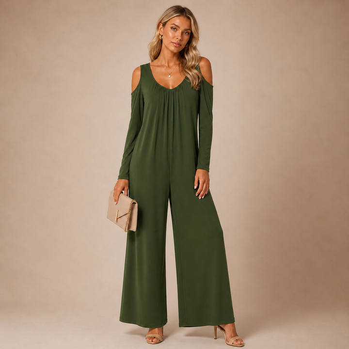 Tansira | Eleganter Jumpsuit mit Off-Shoulder und Inklusive Ohrringe