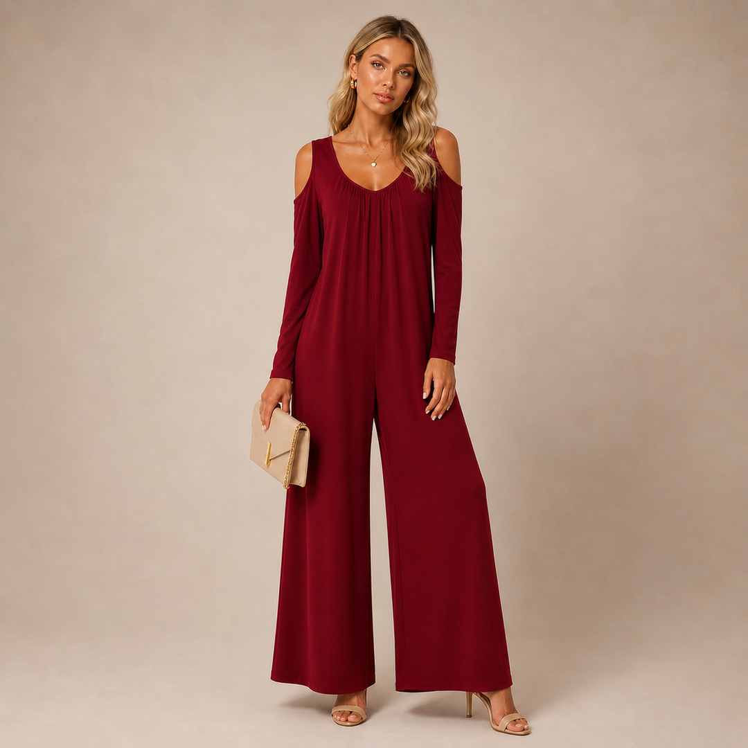 Tansira | Eleganter Jumpsuit mit Off-Shoulder und Inklusive Ohrringe