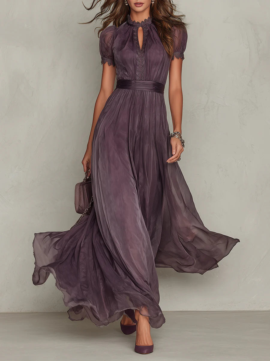 Bellamy | Vintage-inspiriertes Violettes Chiffon-Maxikleid
