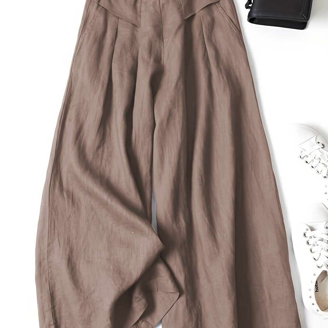 Brisae | Vintage-Stil Leinen-Hosen mit weitem Bein
