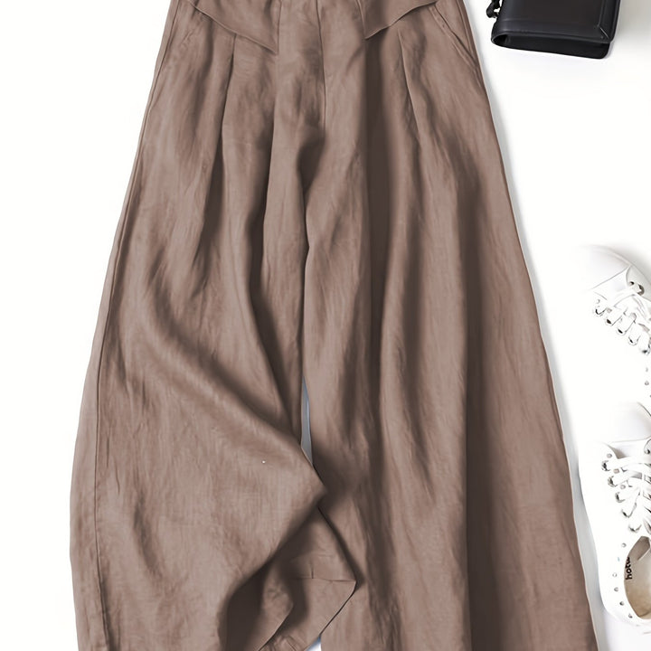 Brisae | Vintage-Stil Leinen-Hosen mit weitem Bein