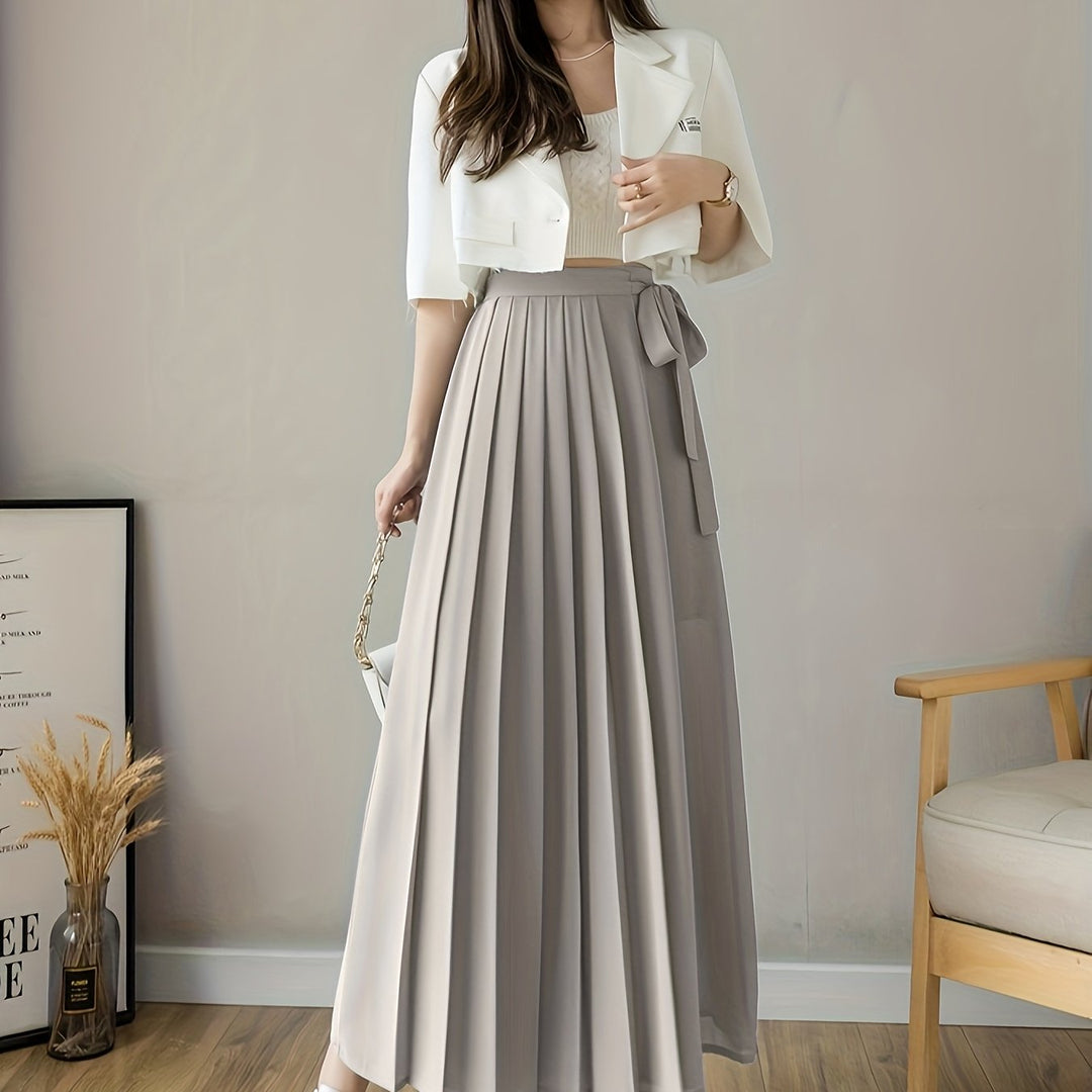 Caexine | Weitbeinige Hose mit Falten und Eleganter Schnitt