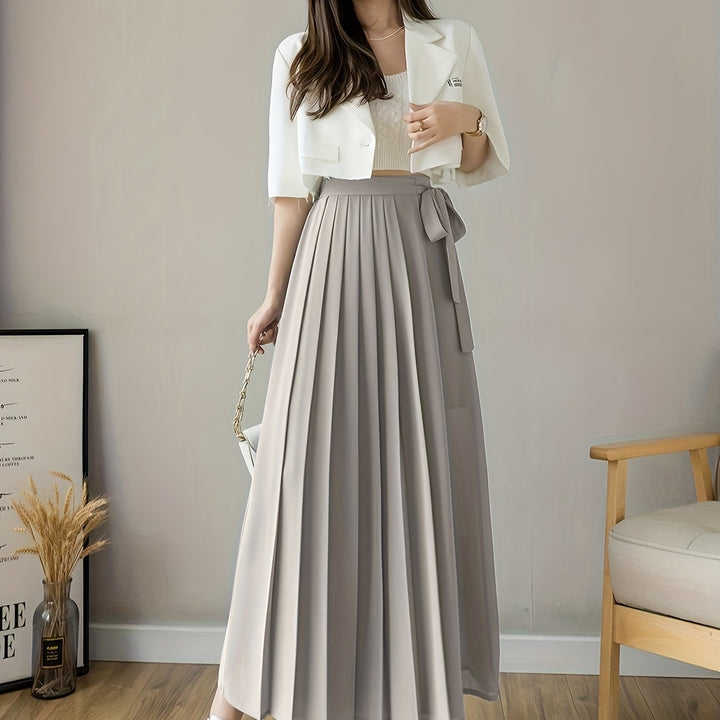 Caexine | Weitbeinige Hose mit Falten und Eleganter Schnitt