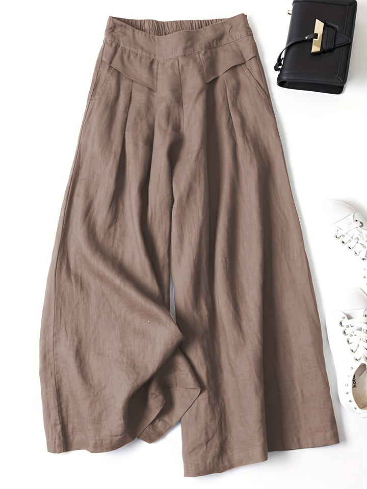 Brisae | Vintage-Stil Leinen-Hosen mit weitem Bein