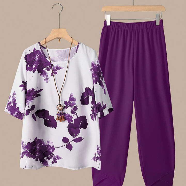 Fynley | Bedrucktes 2-teiliges Set mit Bluse und bequoser Hose