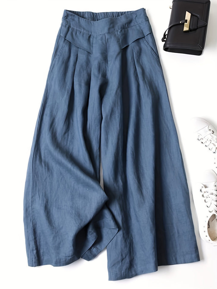 Brisae | Vintage-Stil Leinen-Hosen mit weitem Bein