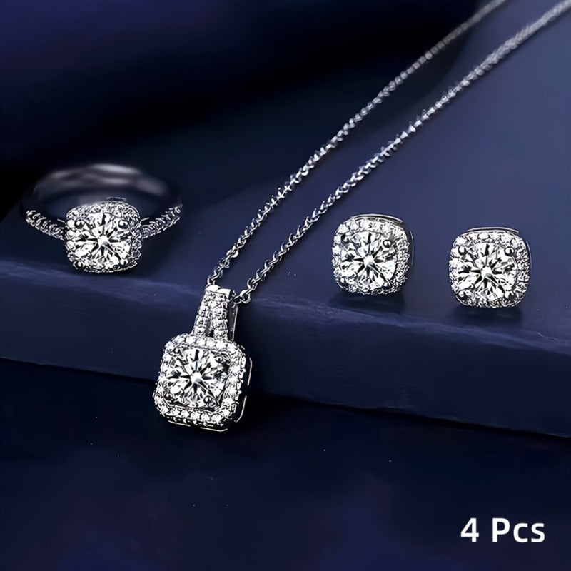 Elkie | Elegantes Schmuckset mit Halskette, Ring und Ohrringen